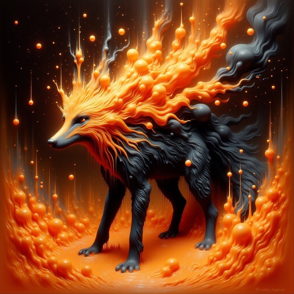 Surreal Melting Fox in a Dreamlike Environment