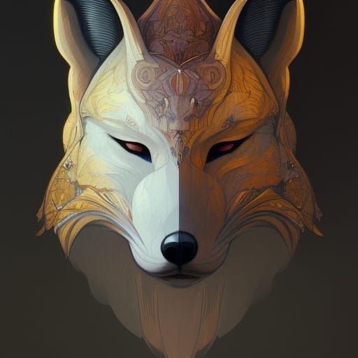 Detailed Fox Mask Portrait in Artgerm Style