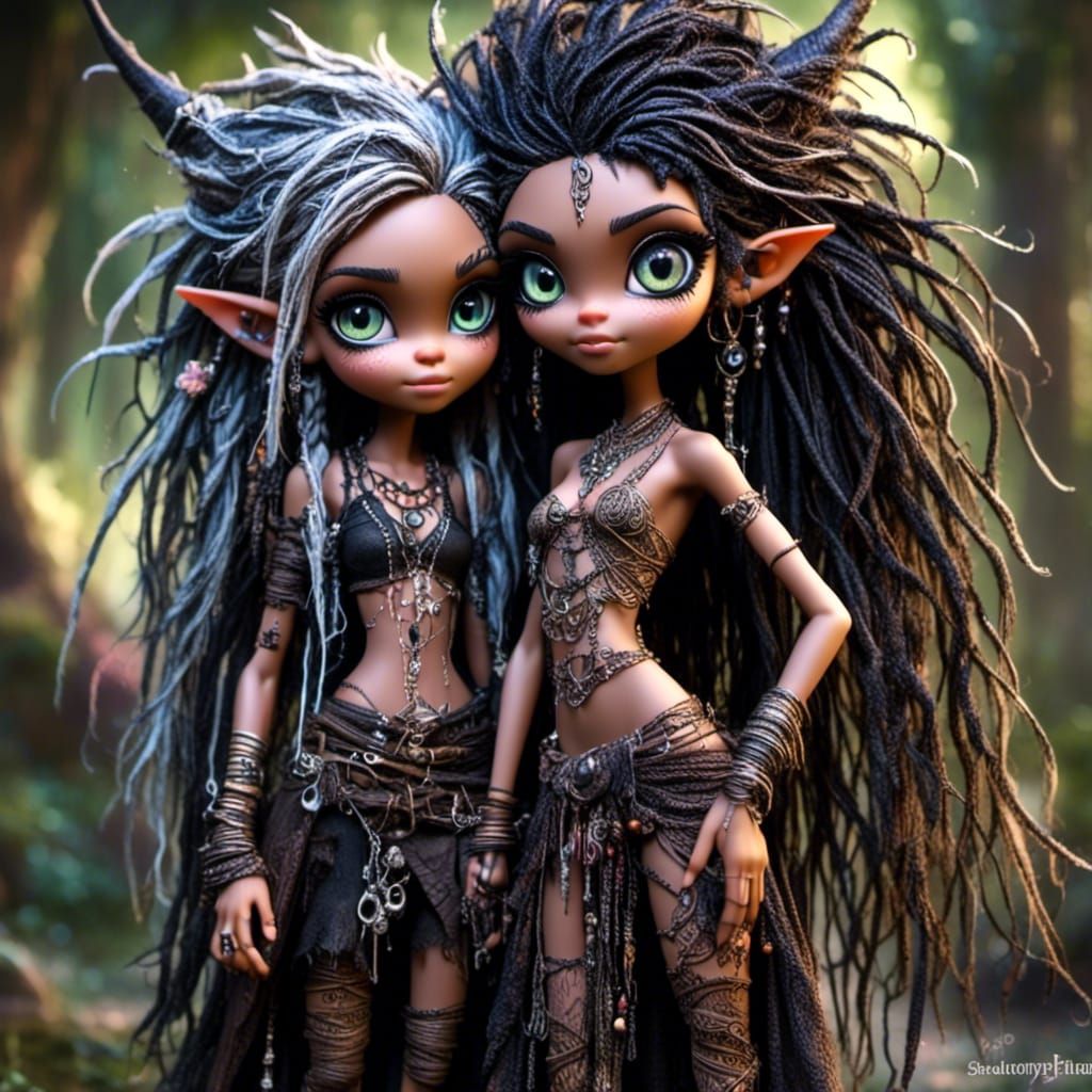 Punky Elven Twins with Contrasting Styles