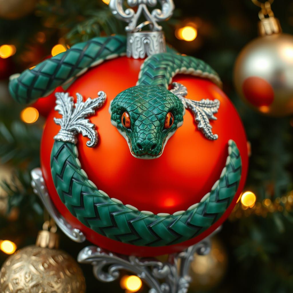 A Baroque Christmas Ornament with a Coiled Snake
