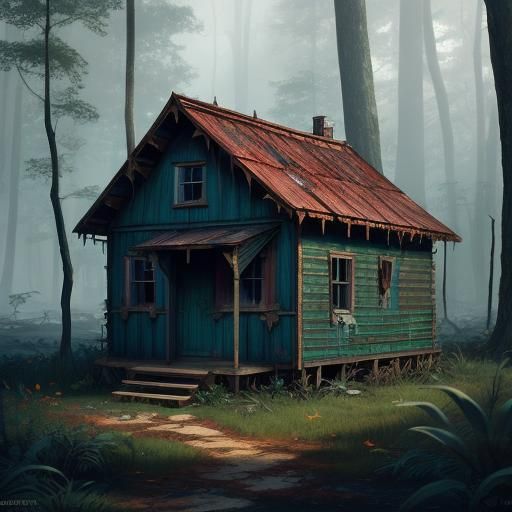 Abandoned Shack in the Woods: Detailed Matte Painting