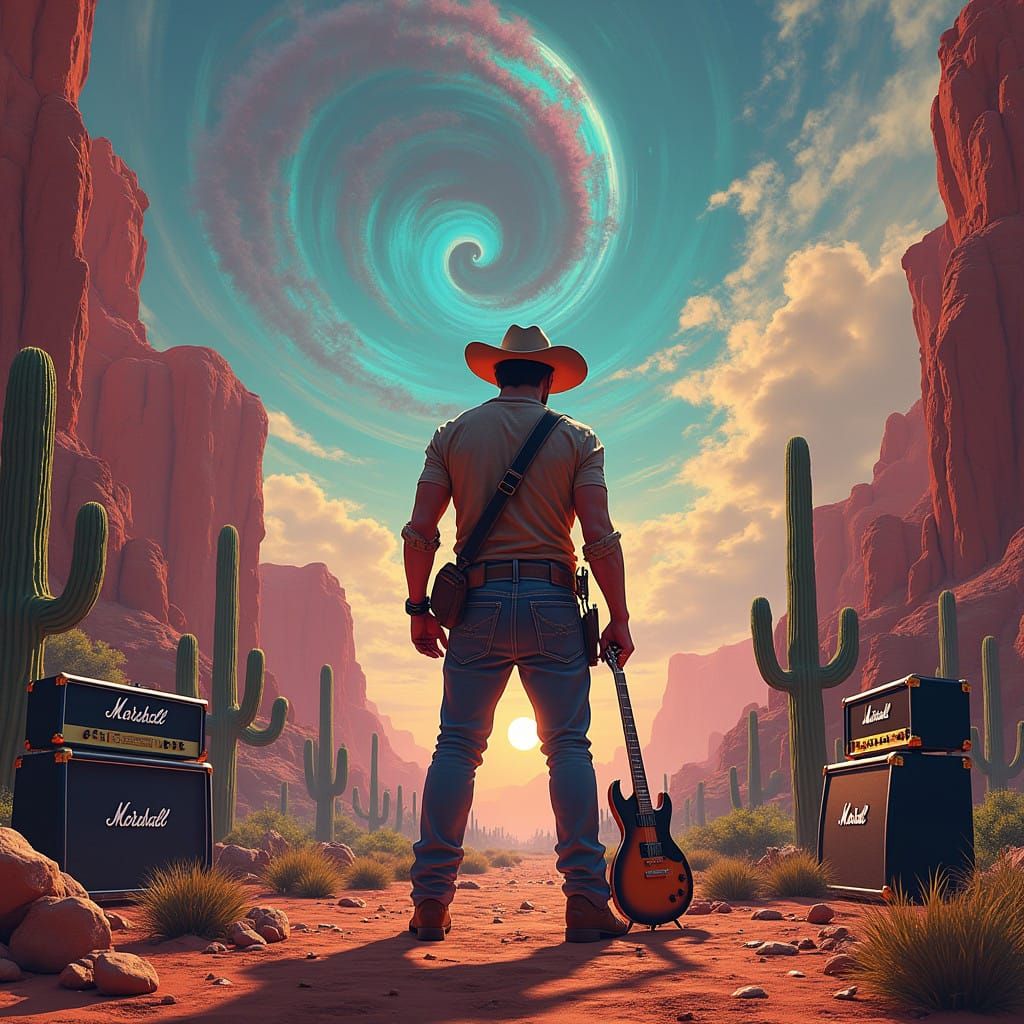 Gritty Country Rock Fusion Fantasy Scene