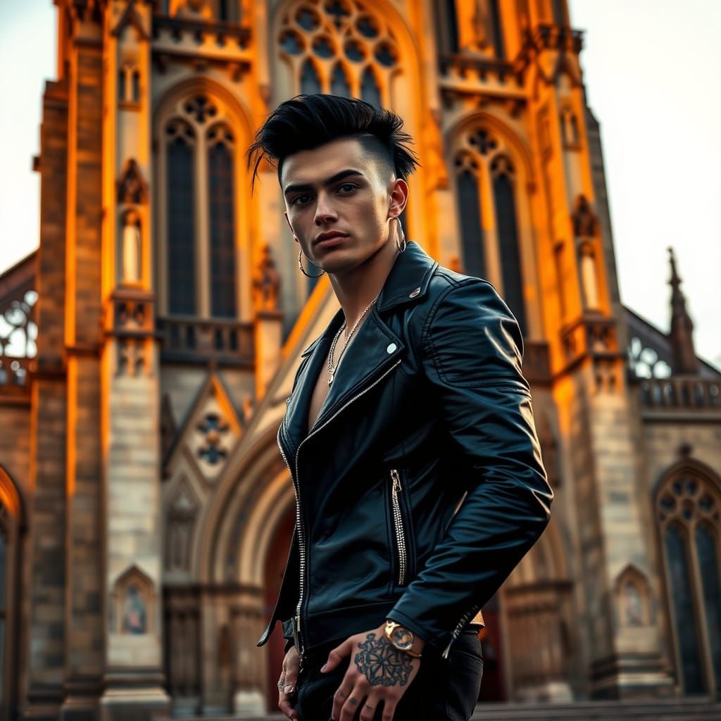 Edgy Fae Rebel in Gothic Cathedral