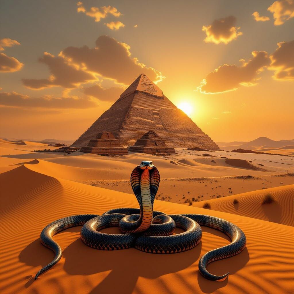 Desert Pyramid at Sunset in Artificial Aesthetic