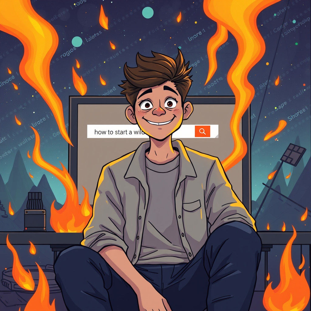 Humorous Take on Internet Searches in a Whimsical Style