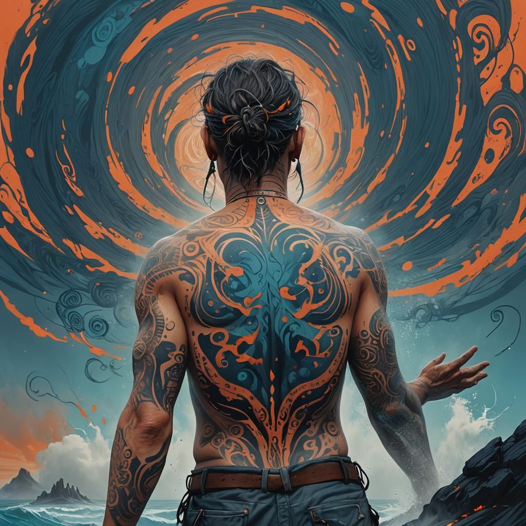 Tattooed Hand Reaching into Dreamtime Vortex