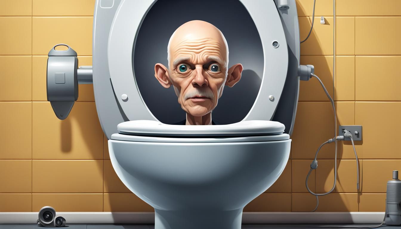 Realistic Human Head in Toilet Bowl