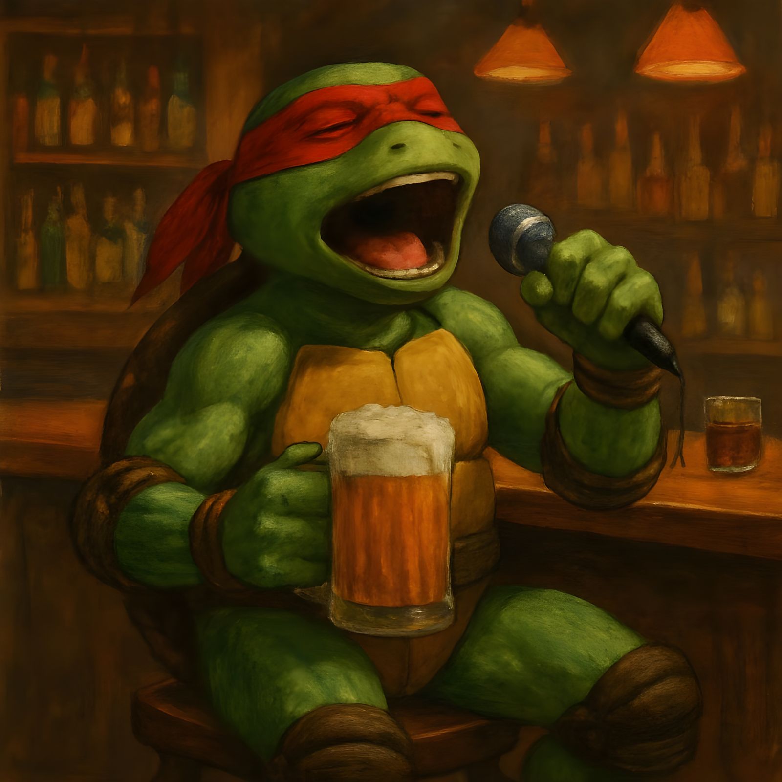 Singing Ninja Turtle Entertains at Bar