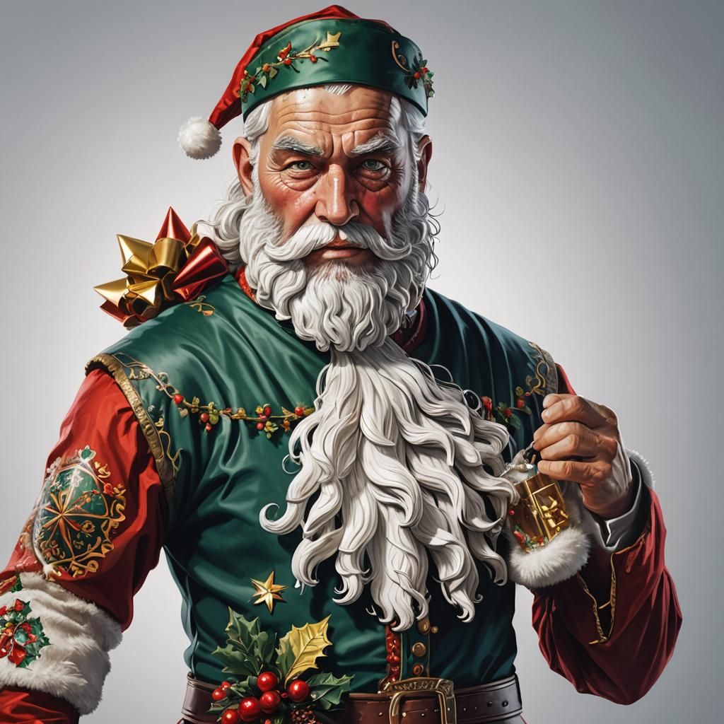 Surreal Hyperrealistic Santa Claus Portrait
