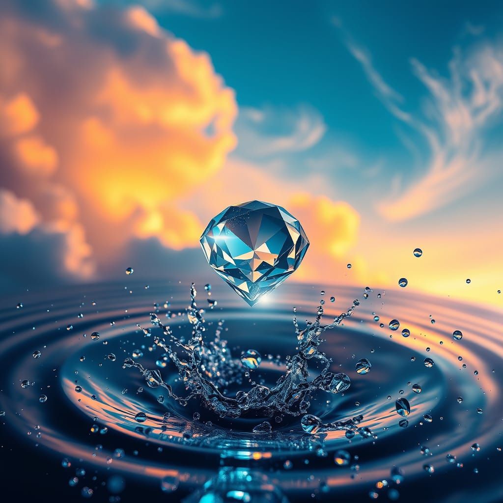 Ethereal Diamond Formation in a Vibrant Hyperrealistic Sky