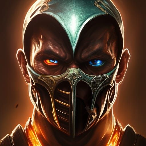 Mortal Kombat Scorpion Portrait in Digital Art Style