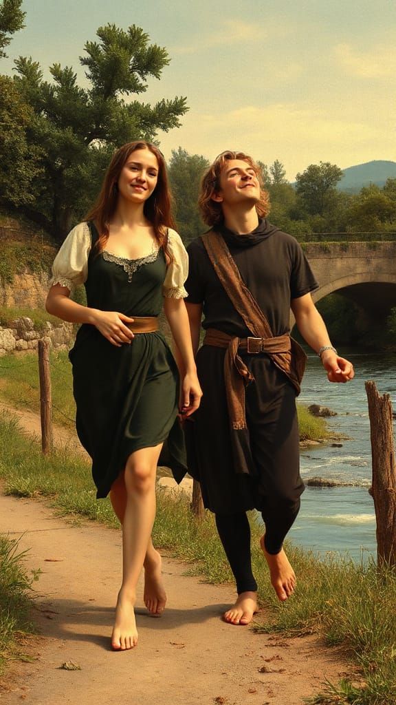 Mona Lisa and Leonardo in a Sunlit Italian Moment