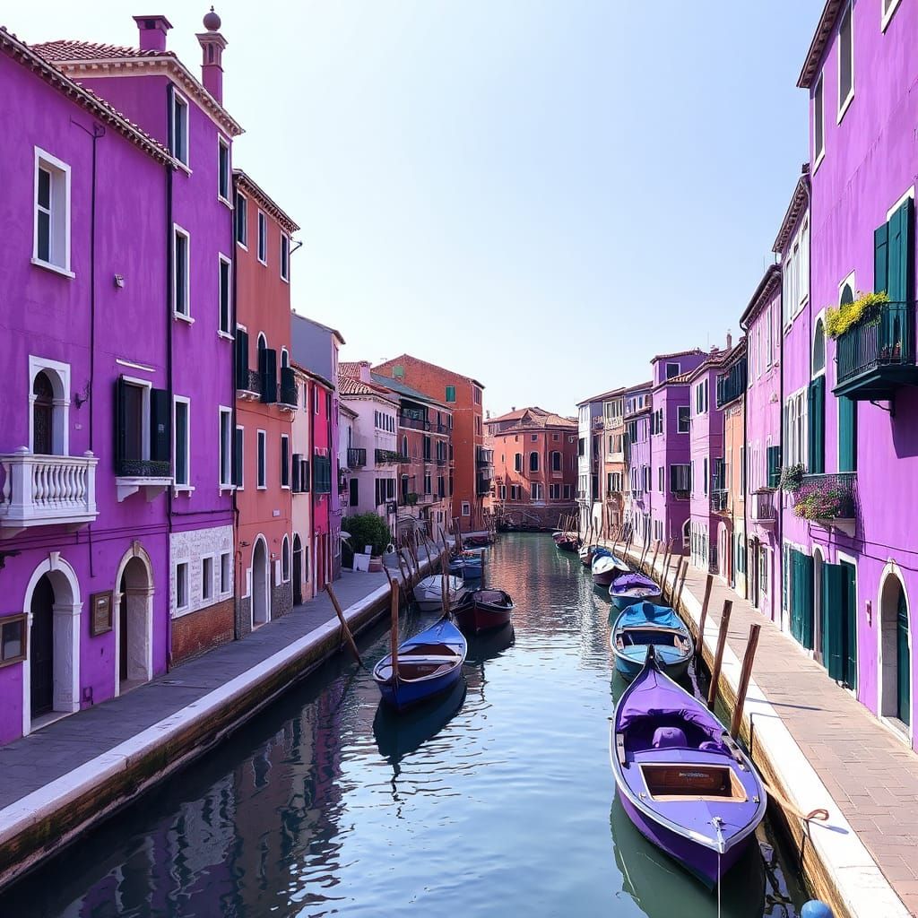 Purple Venice: A Monochrome Cityscape