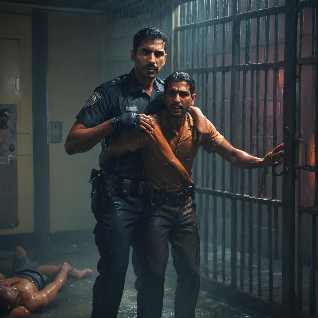 Realistic Indian Policeman Apprehends Suspect in Prison