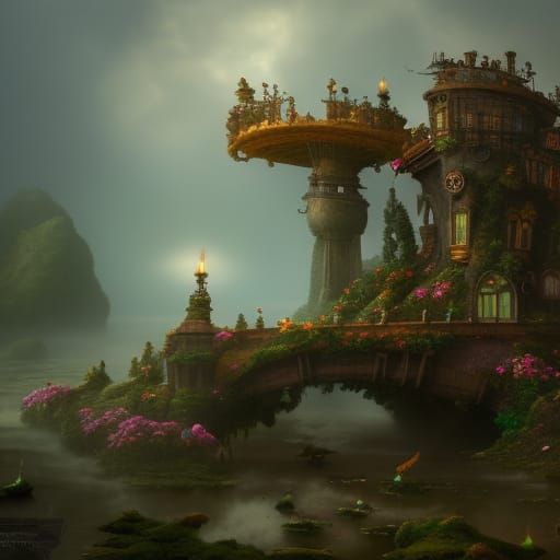 Rococo Steampunk Archway with Floral Details