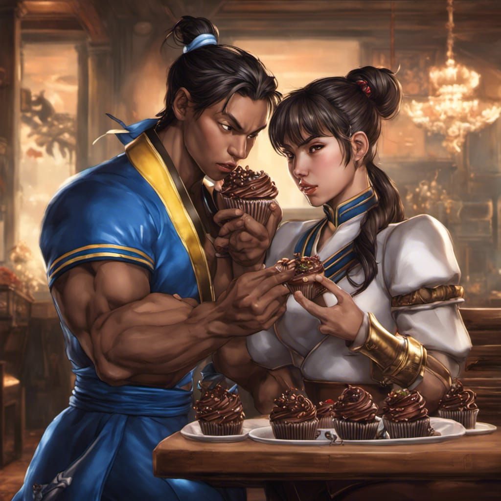 Chun Li and Rashid Eating Cupcakes in HDR