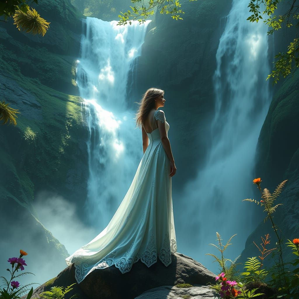 Ethereal Goddess Contemplates Underwater Mysteries at Breath...