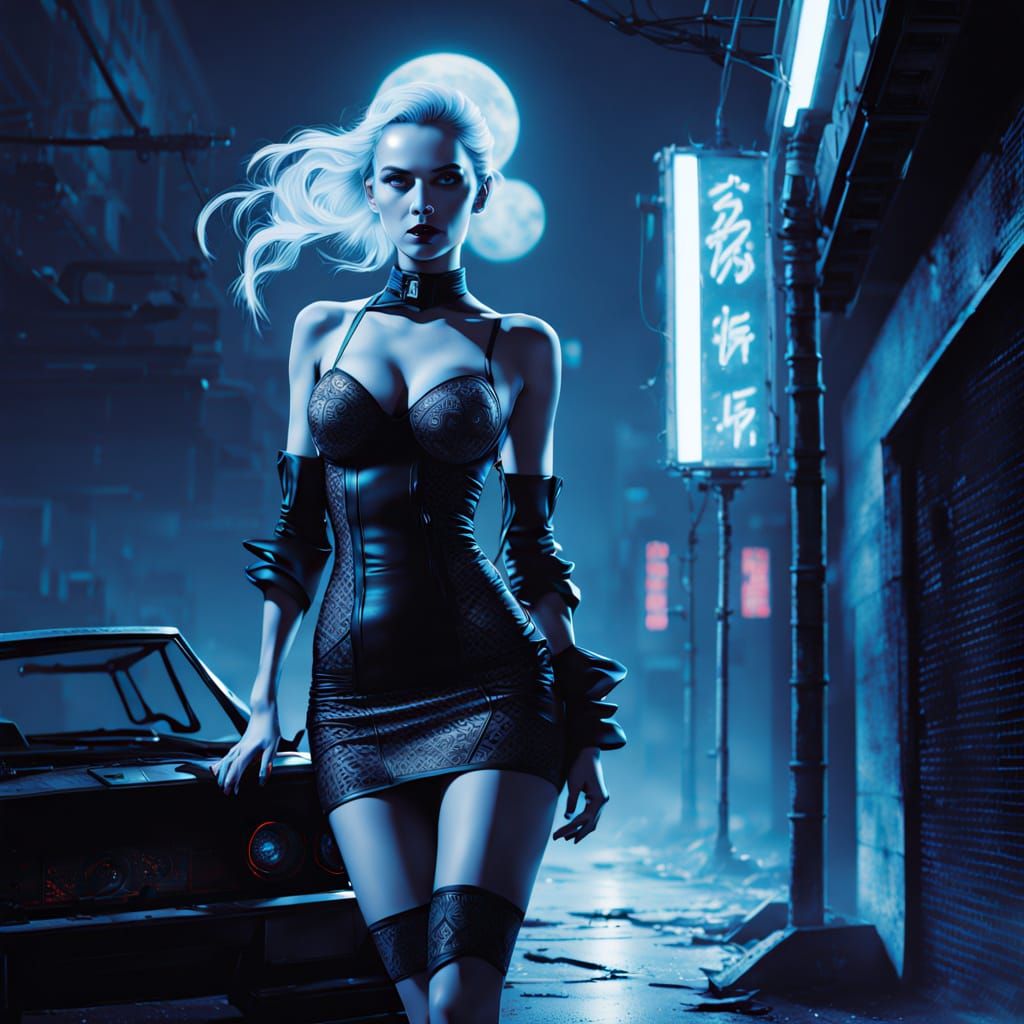 Sultry Retro-Futuristic Femme in Neon Hues