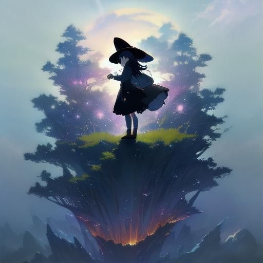 Chibi Witch Girl in Studio Ghibli Anime Style