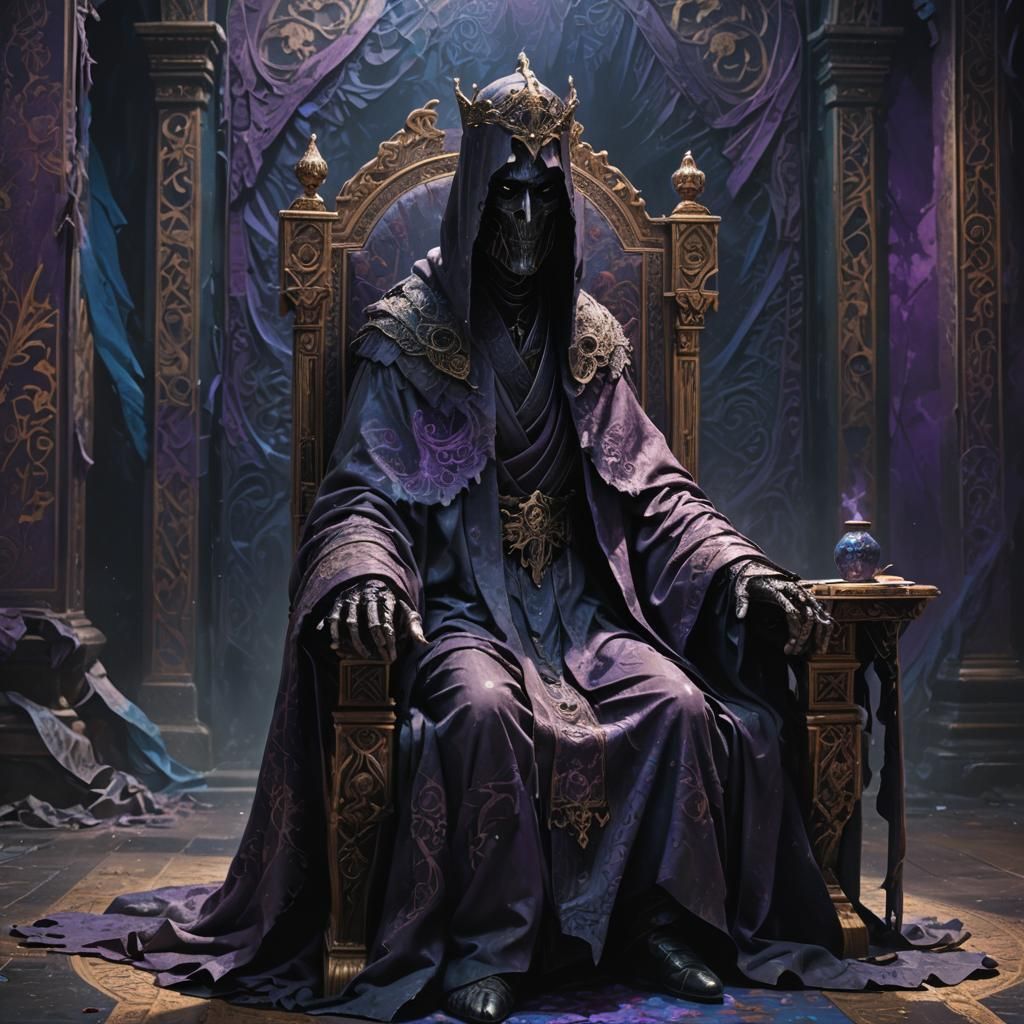 Slothful Figure in Dark Robes: Hyperrealistic Concept Art