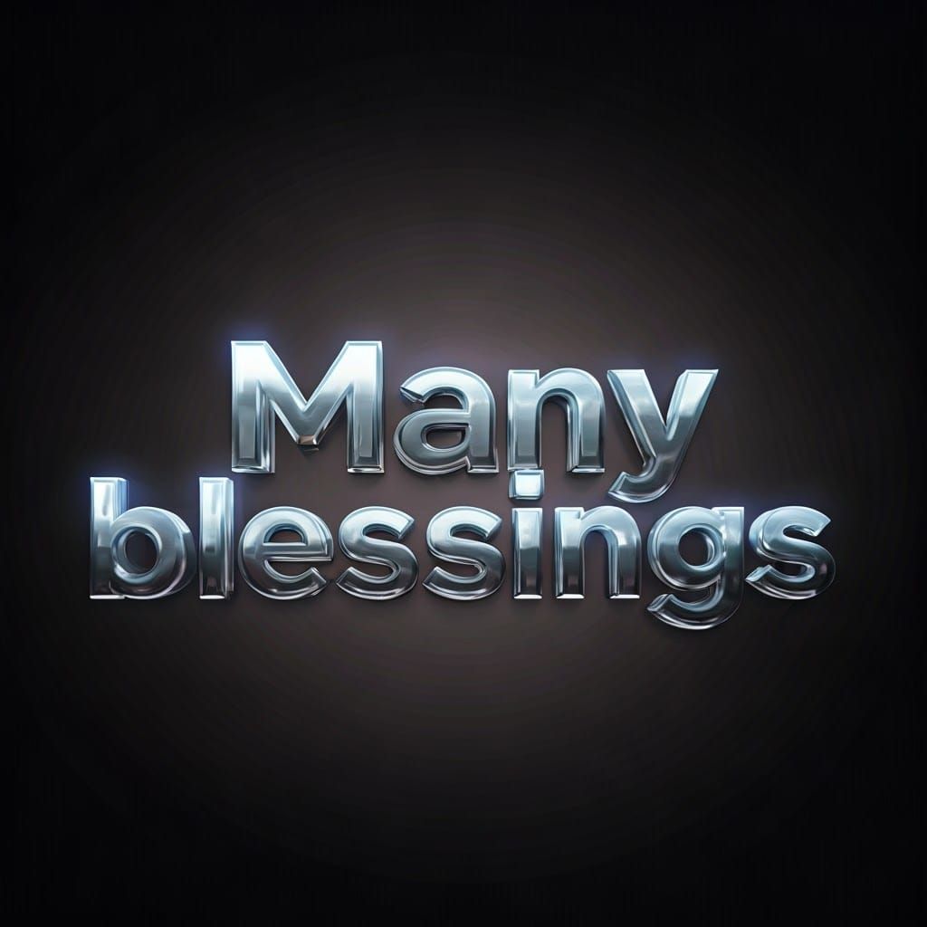 Gleaming 3D Font Art Displaying Many Blessings