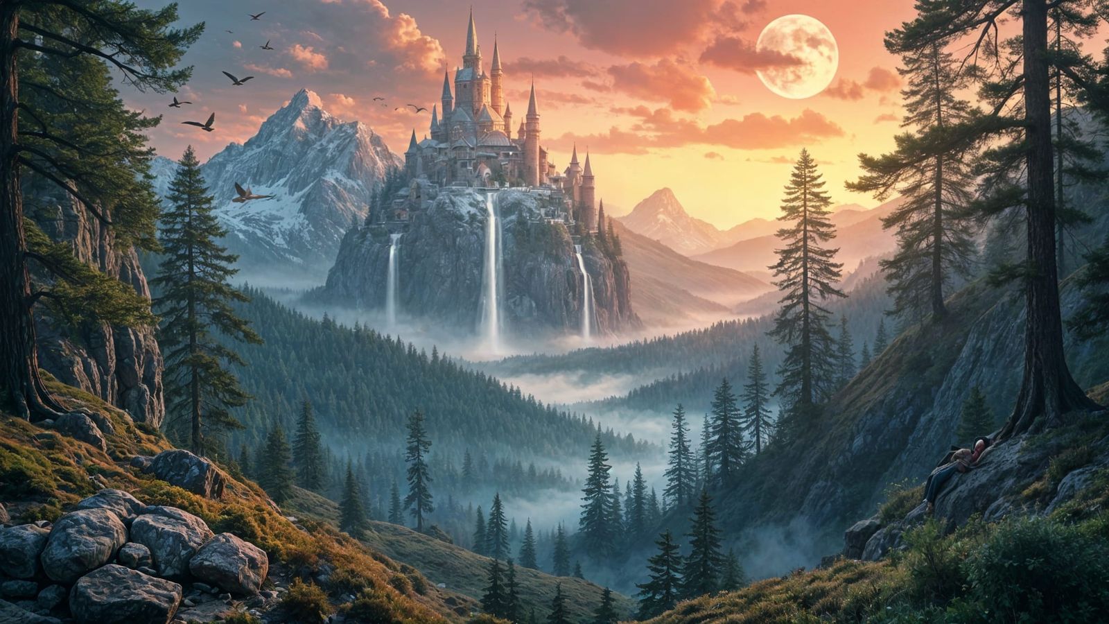 Crystal Mountains Ascend to the Sky in a Realm of Wonder