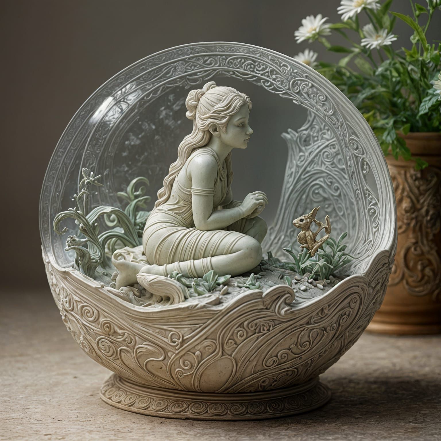 Cracked Earth Spirit in Whimsical Clay Style