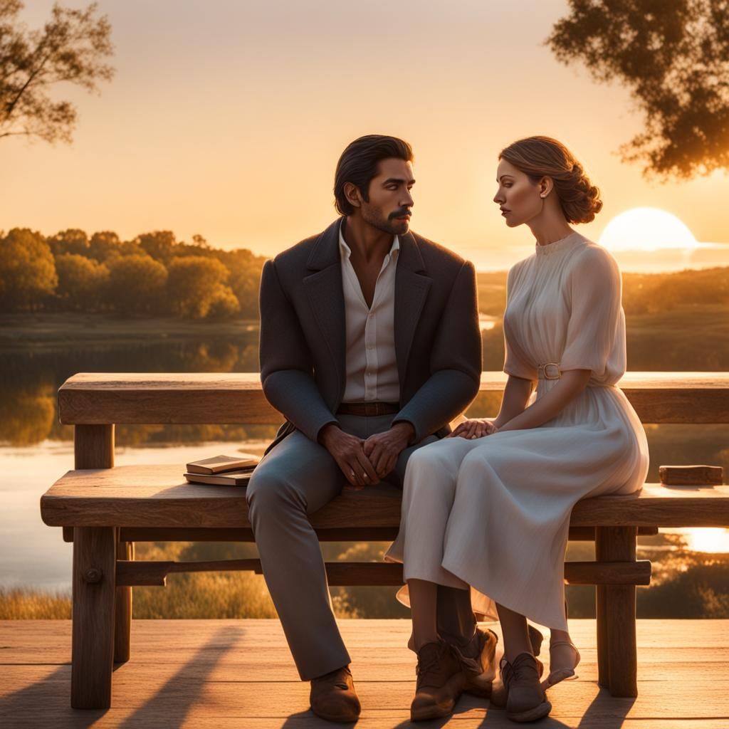 Man and Woman Share Sunset Moment