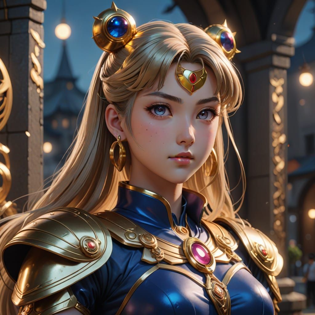 Sailor Moon Amazon in Greek Armor, 3D Anime Art