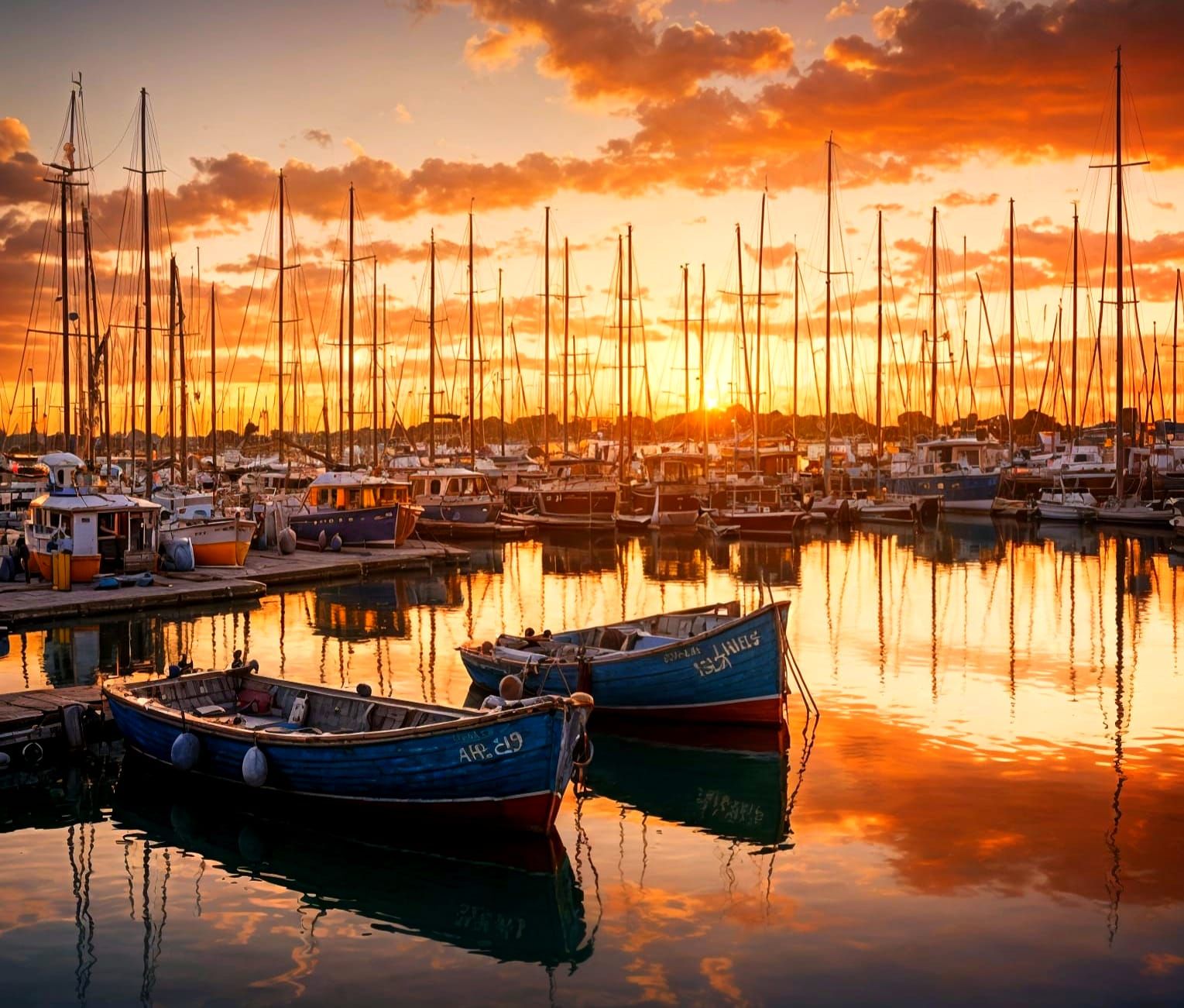 Serene Marina at Sunset Cinematic Lighting
