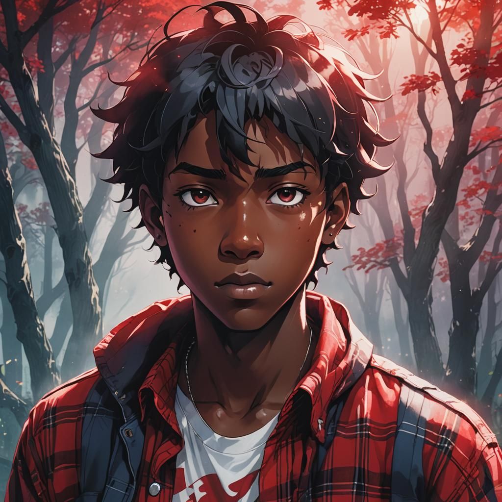 Anime Style Manga Scan of Boy in Flannel