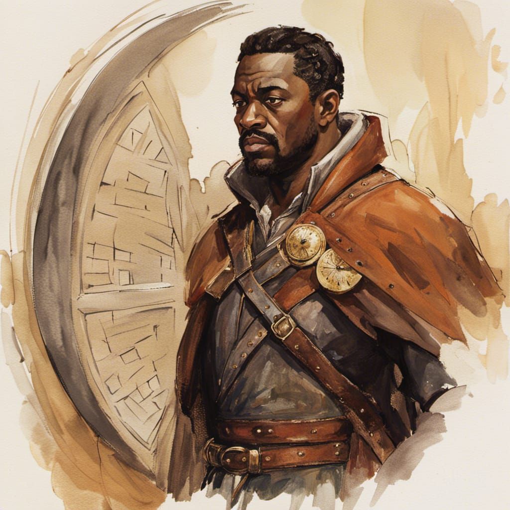 Medieval Fantasy Man in Watercolor Style