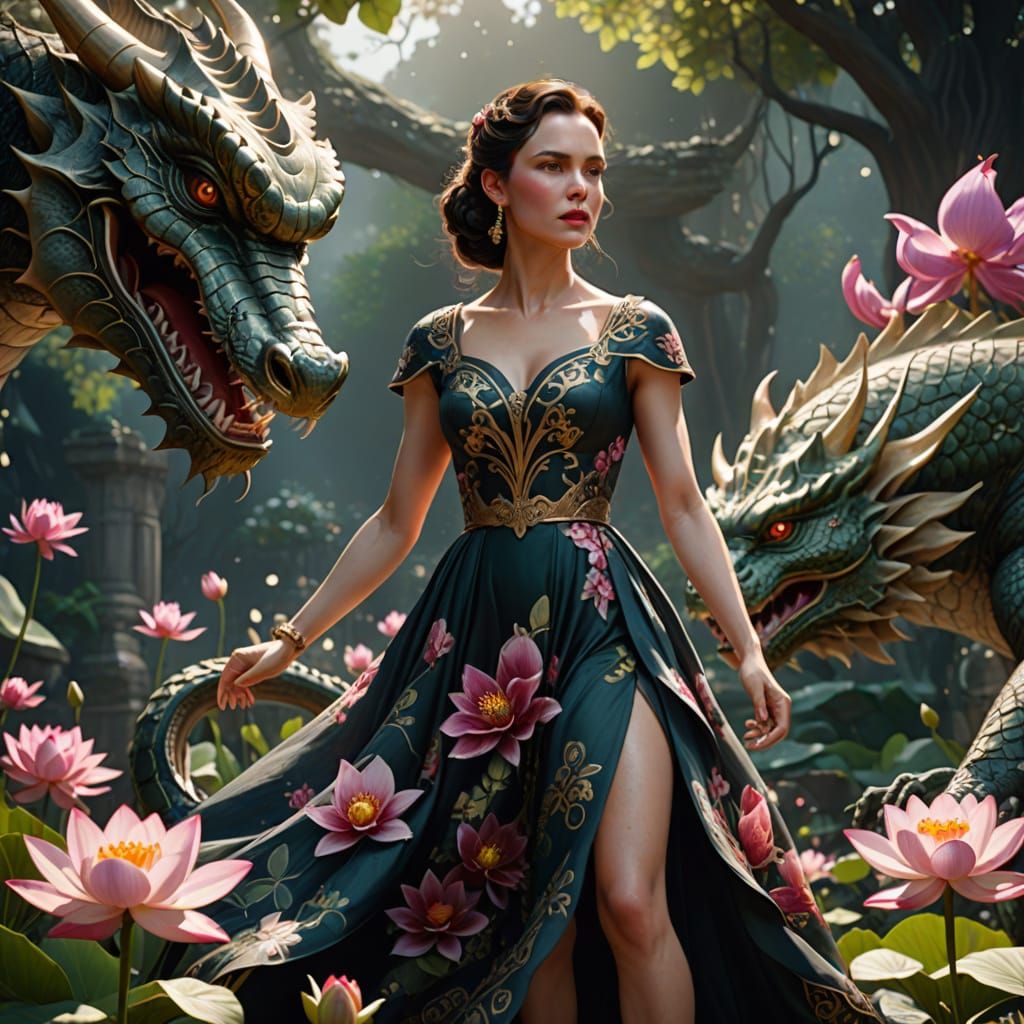 Scarlett O'Hara on Dragon in Hyper-Realistic Style