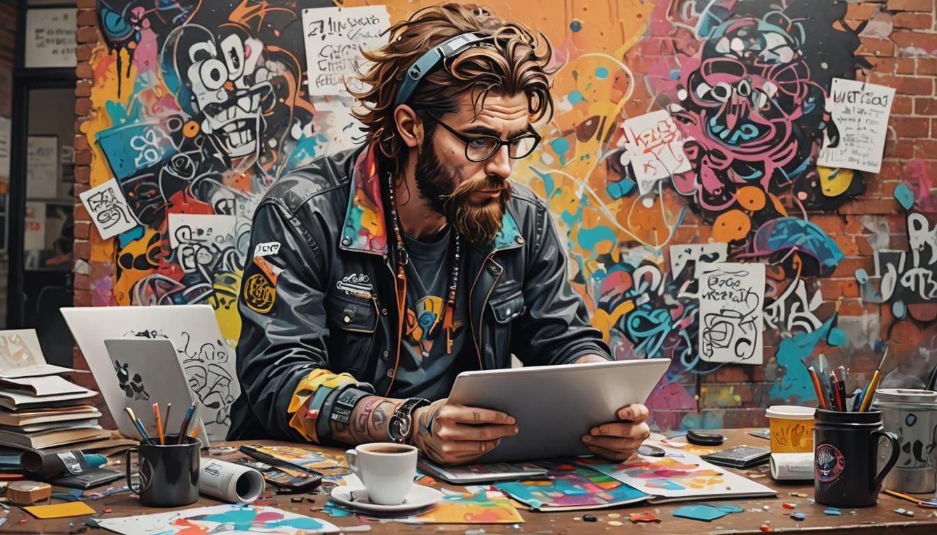 Hipster Journalist at Work: Graffiti Splash Art