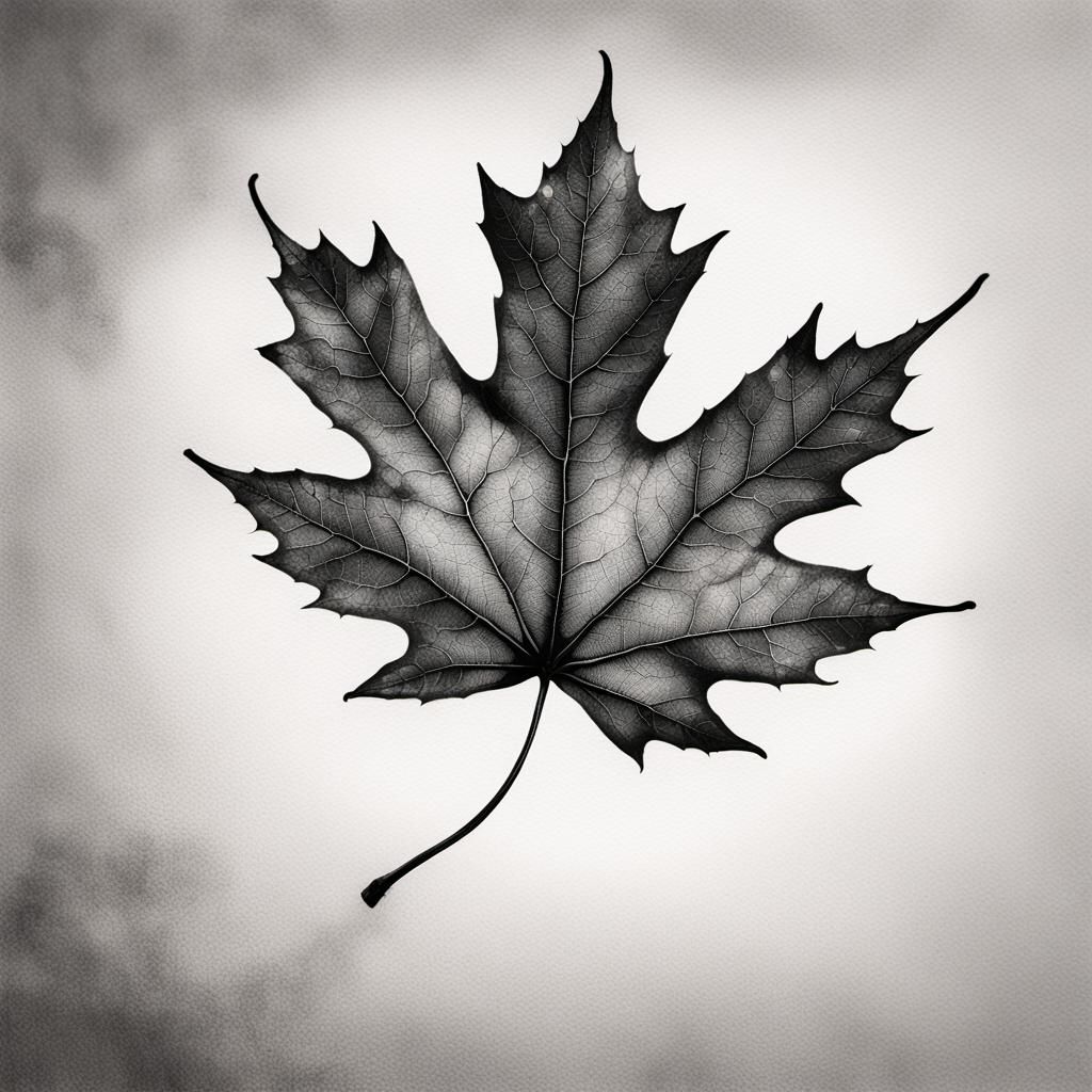 Botanical Ink Drawing of a Maple Leaf