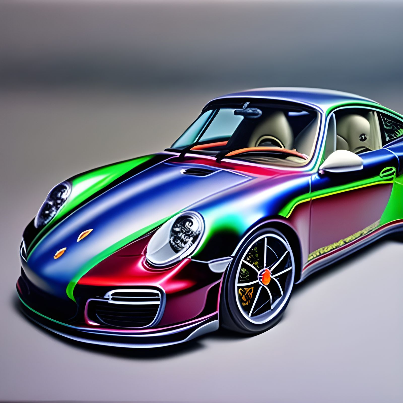 Fantastical Polymer Clay Porsche 911 Turbo: 3D Render