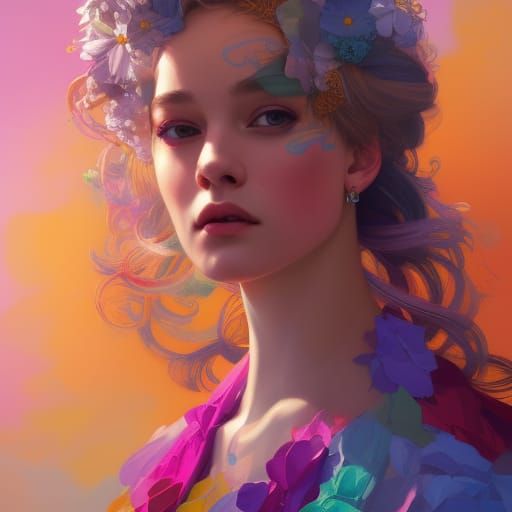 Pride Flag Personified as Beautiful Woman