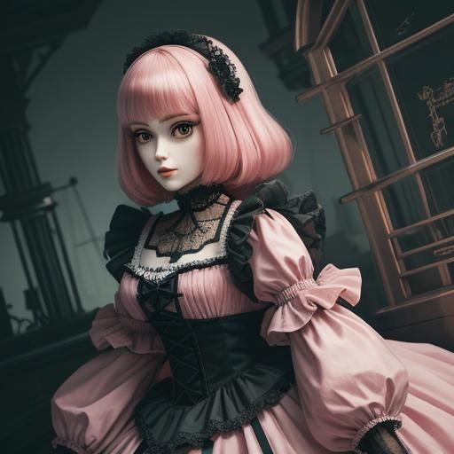 Giant Frilly Doll Transformation: Hyperrealistic AI Image