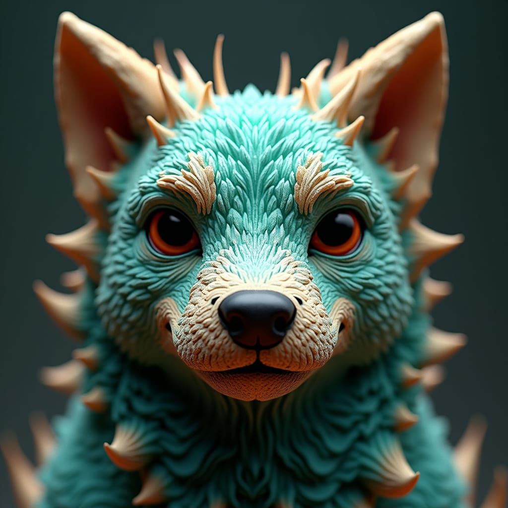 Detailed Low-Poly Dog Icon in Earthy Tones