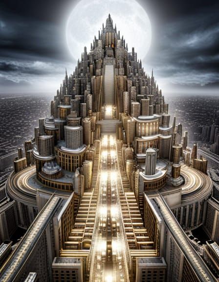 Crystal Pyramid Reveals Lost City, Photorealistic Render