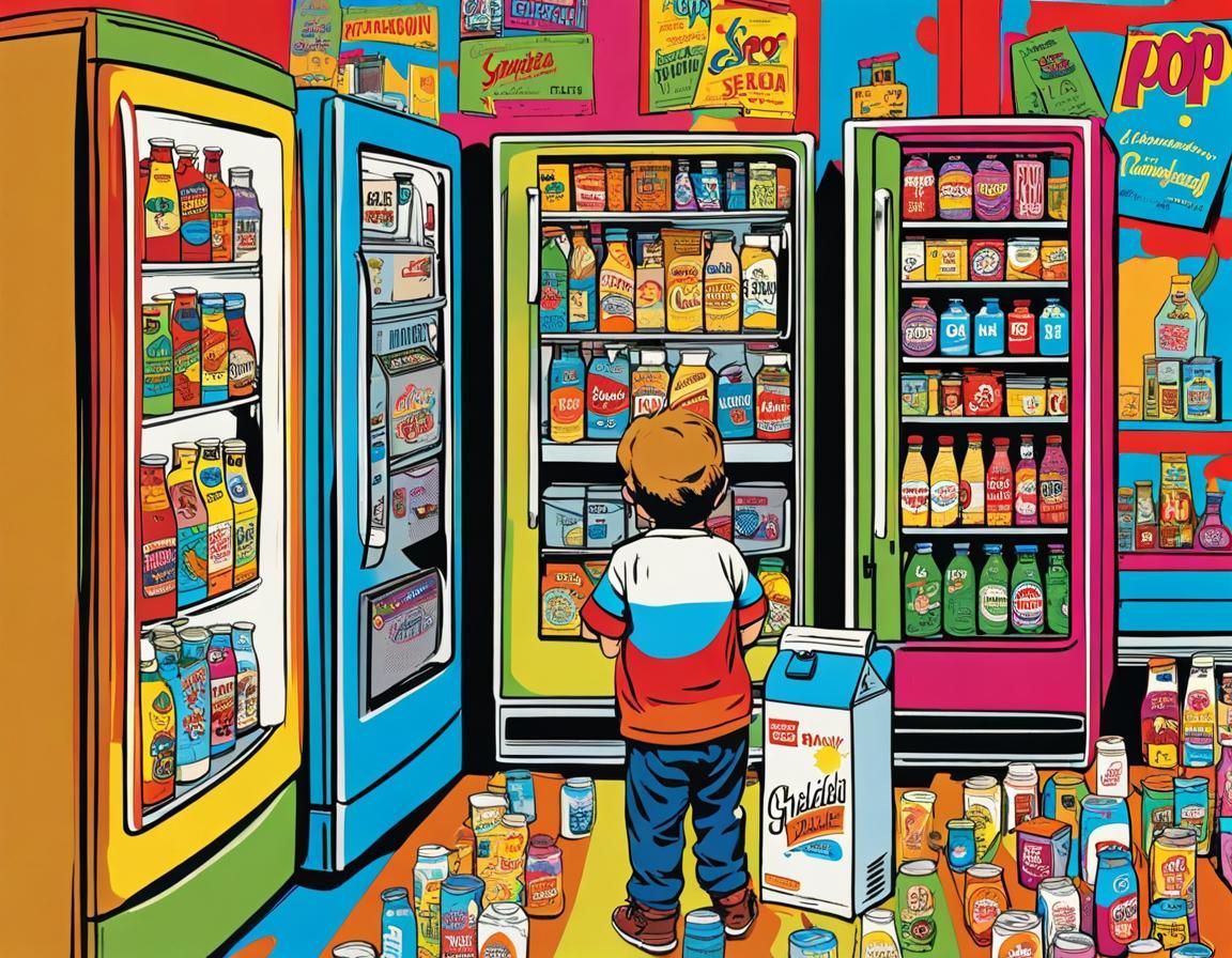 Spoiled Milk Fridge in Pop Art Style