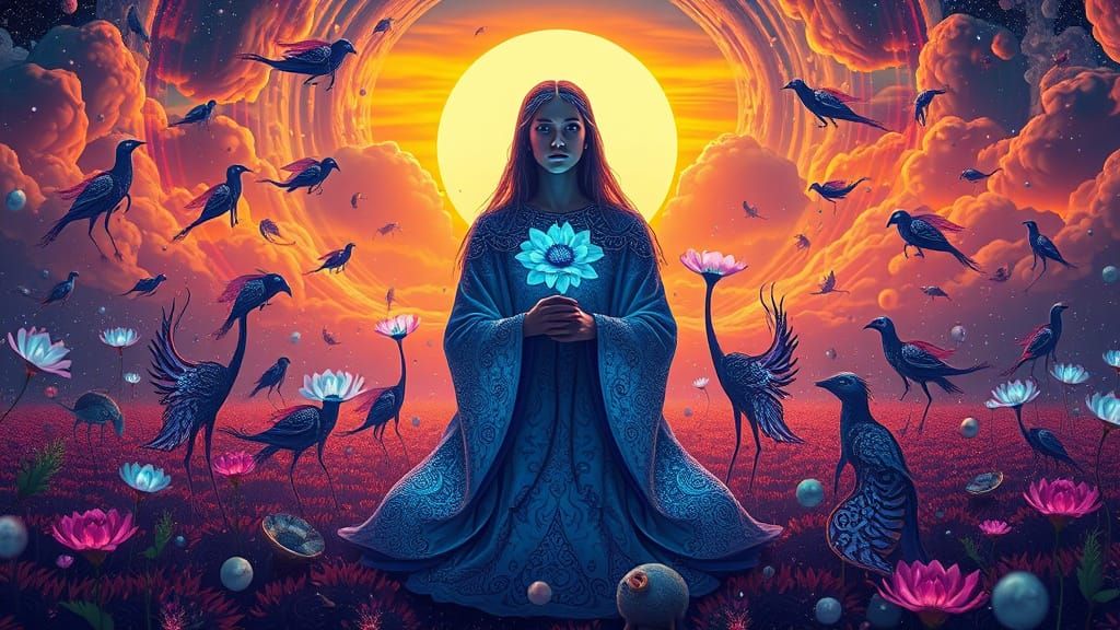 Ethereal Being in Cosmic Dreamscape