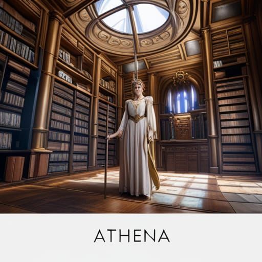 Athena in Library: Detailed Matte Painting