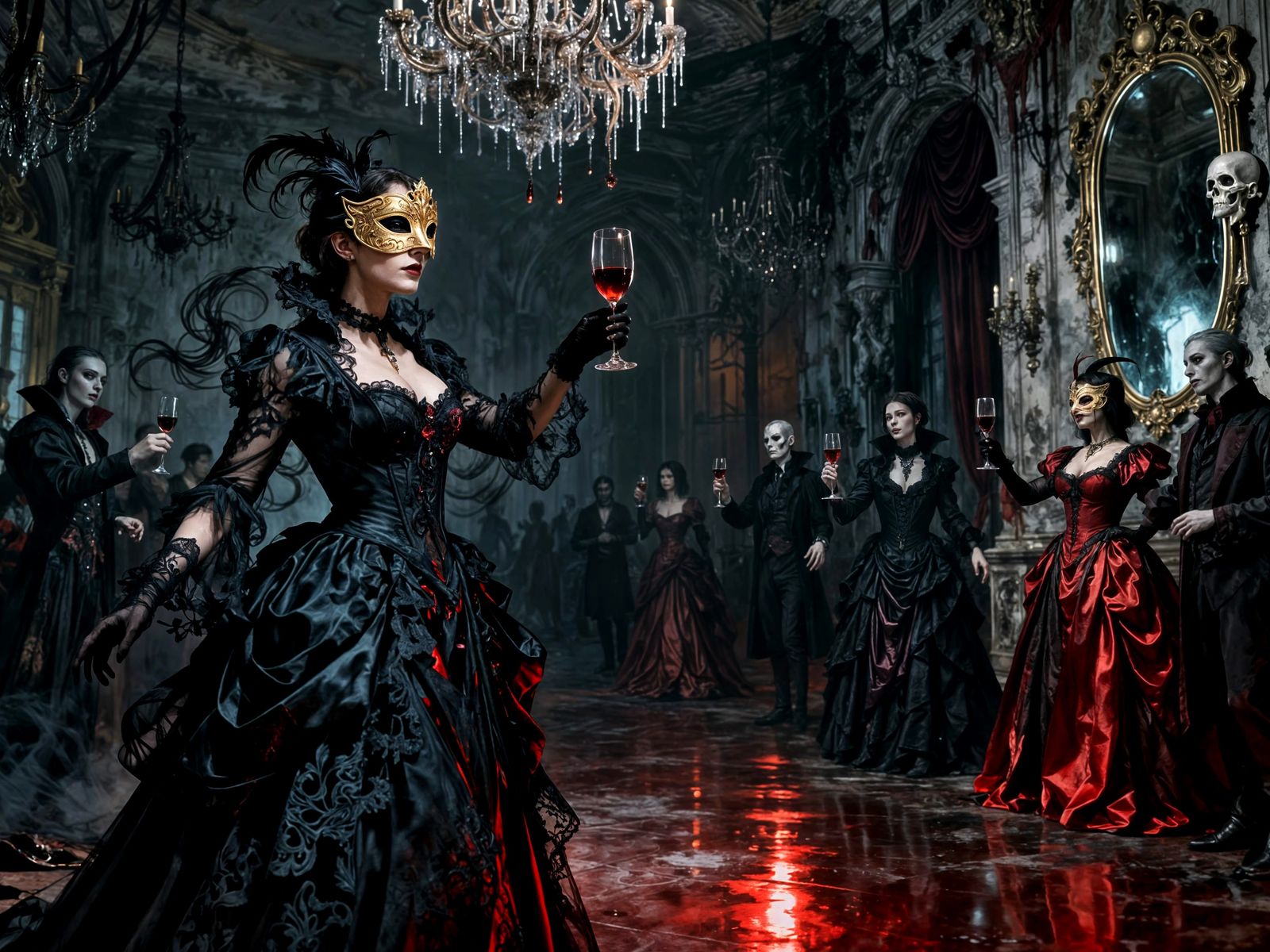 Vampire Masquerade in Decaying Ballroom