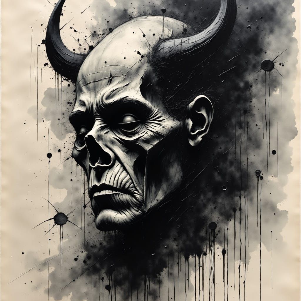 Macabre Dark Art in Watercolor and Ink