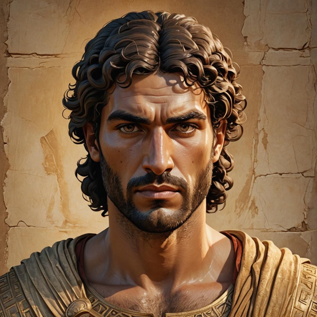 Ancient Greek King Portrait in Classical Art Style