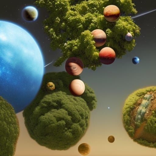 Planetary Fruit Tree by Artgerm and Greg Olsen