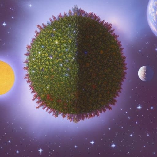 Blue Planet Fruit Tree: Hyperrealistic Digital Art