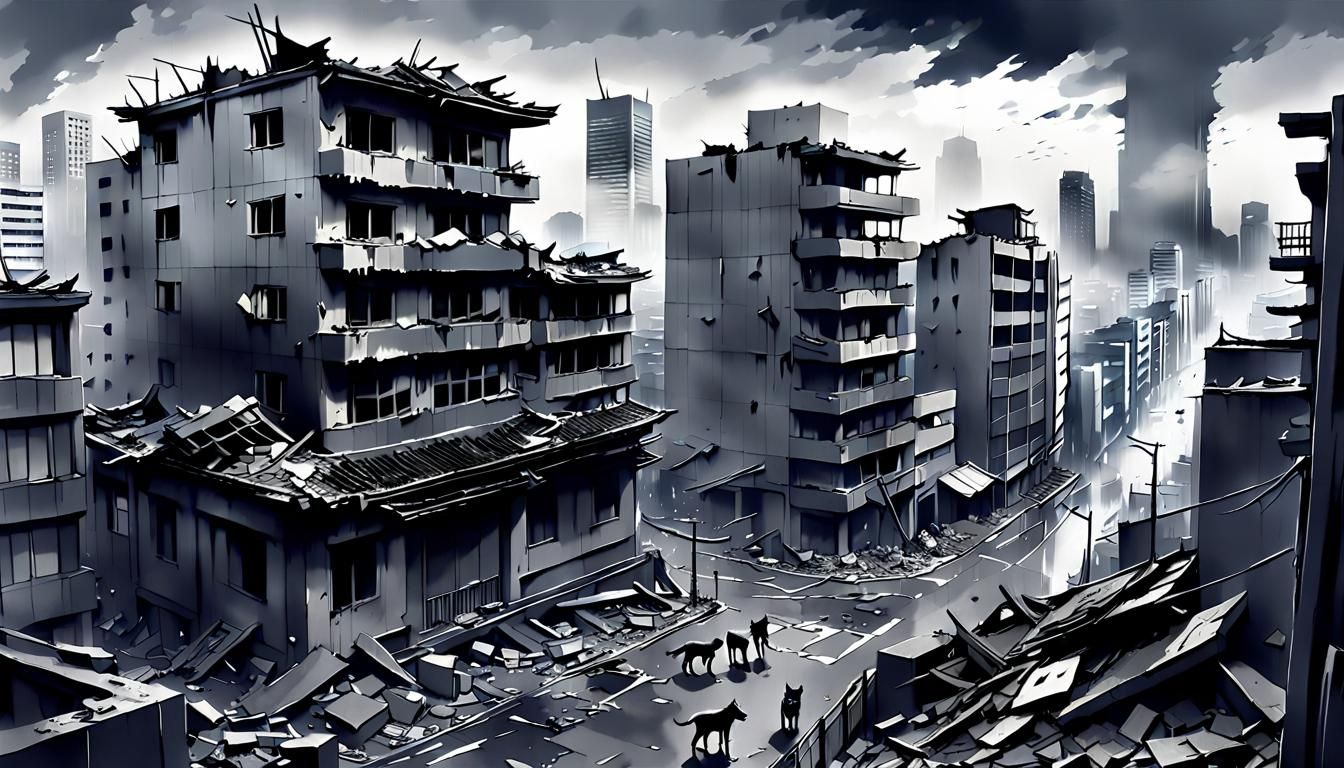 Post-Apocalyptic Tokyo in Anime Style