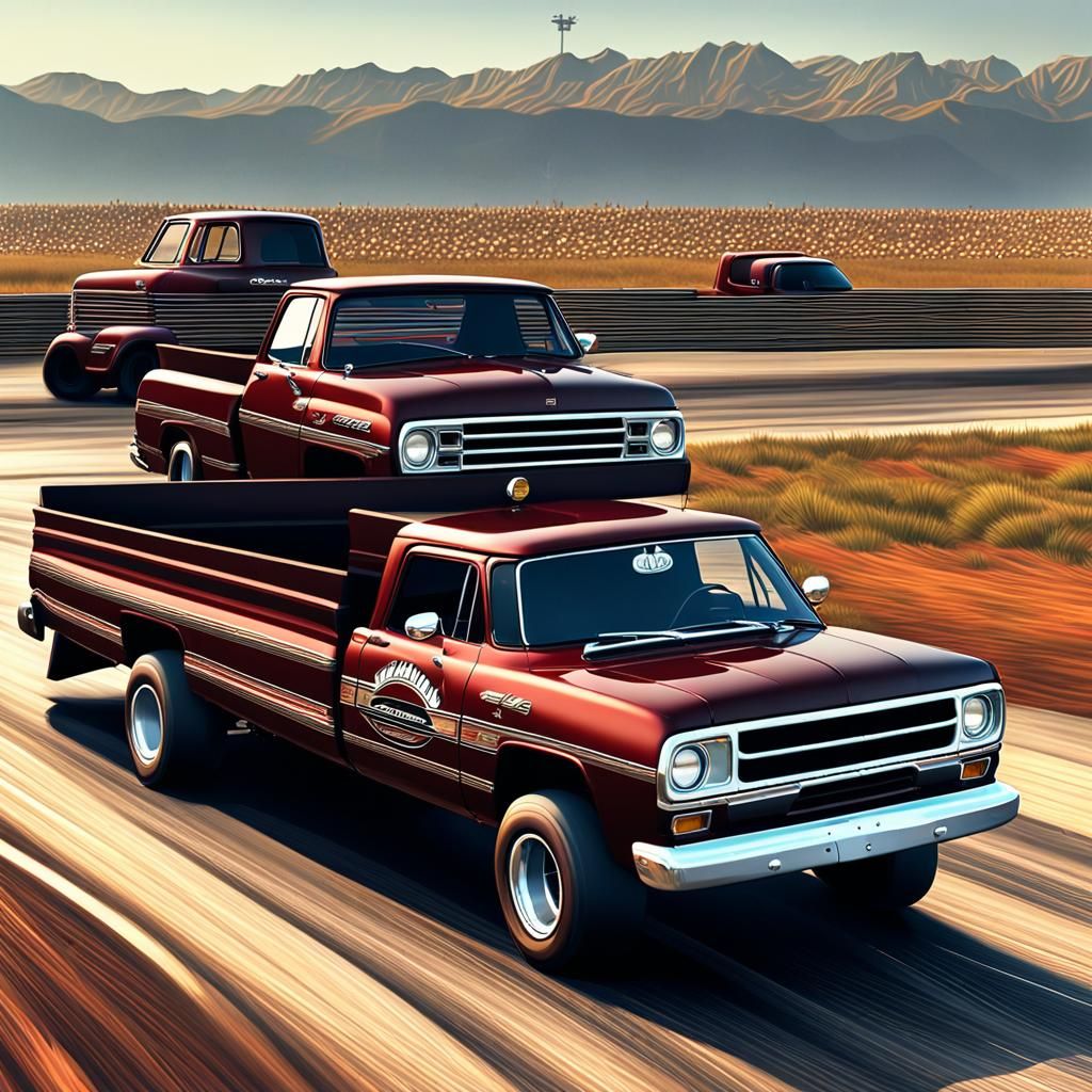 Copper Burgundy 1989 Dodge D100 Racing Truck